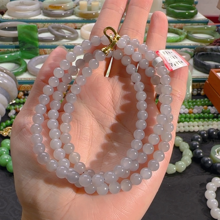 颈饰未镶嵌和田玉冰烟紫项链