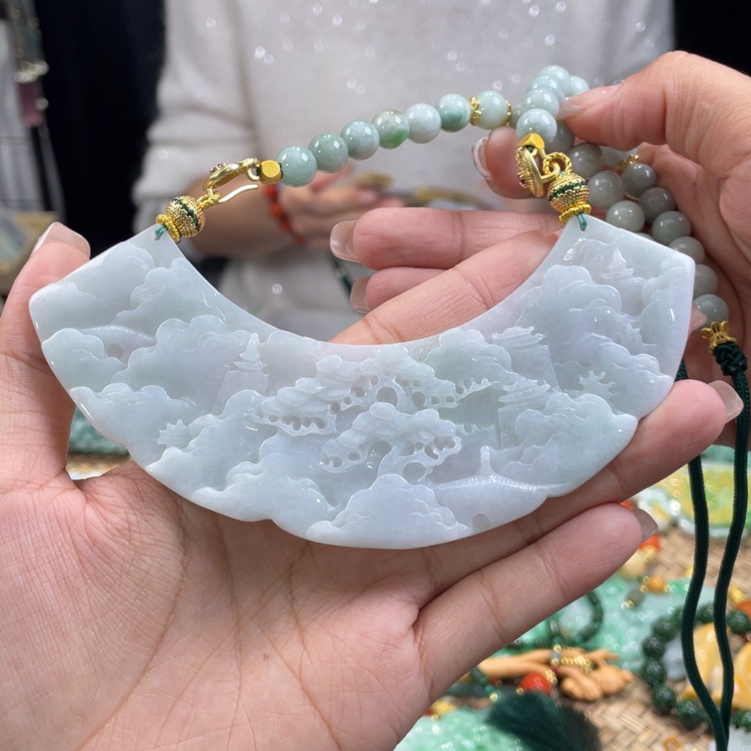翡翠颈饰未镶嵌代编织