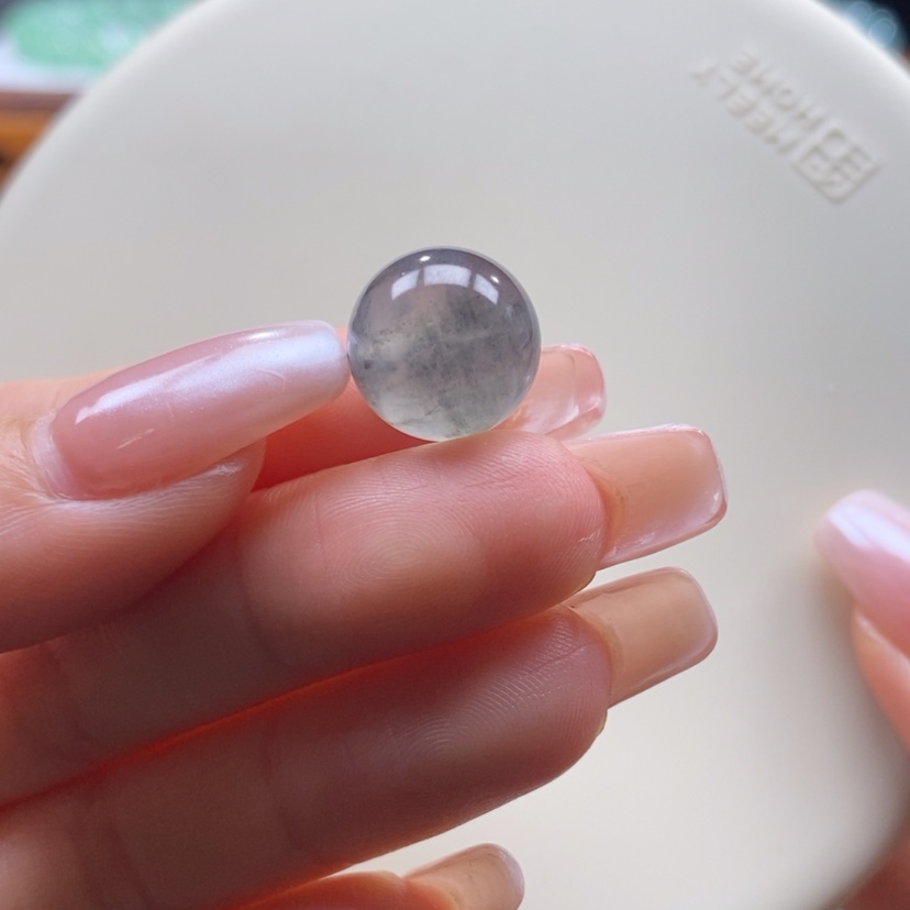 【闪购商品】翡翠未镶嵌颈饰翡翠冰乌鸡珠卡13.2mm