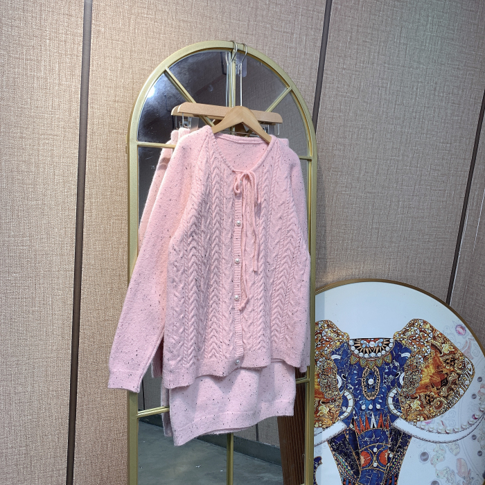 BT387孕妇粉色毛衣套装90-150