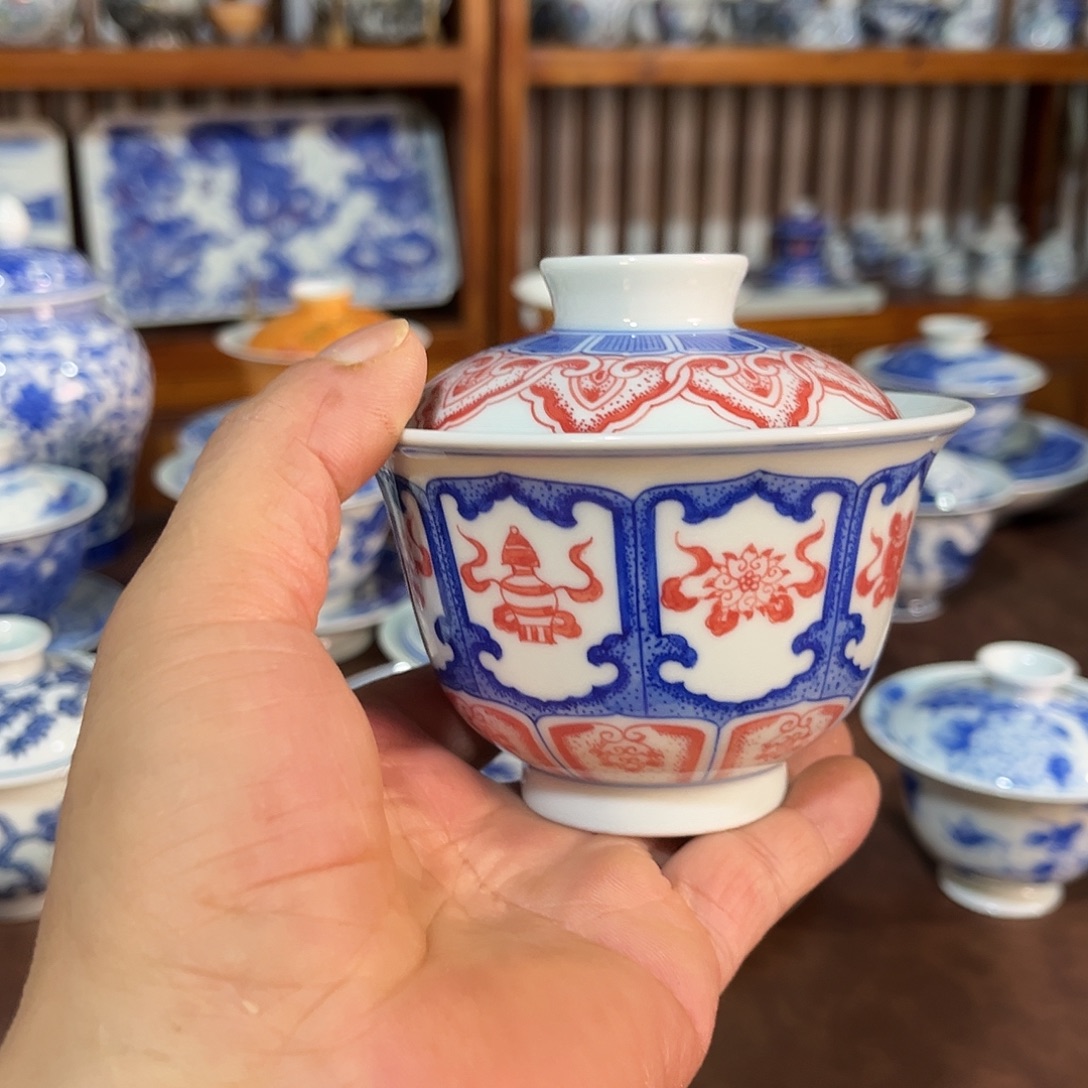 錡镇堂手工手绘绘盖碗