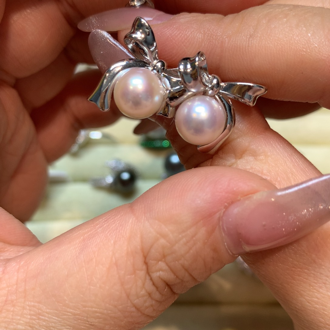 海水珍珠耳饰银S925镶嵌