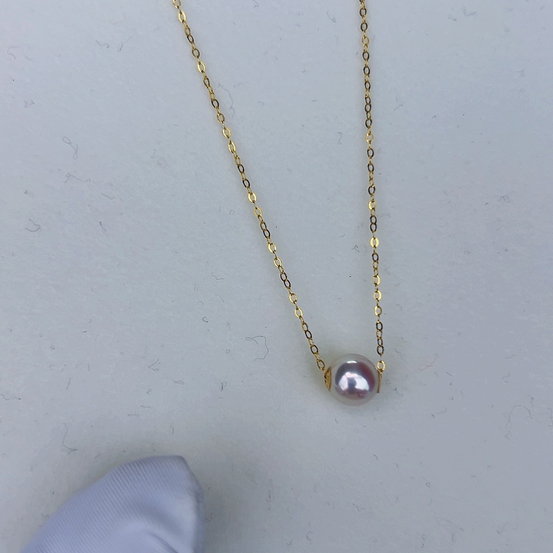 海水珍珠海水akoya路路通吊坠7-8mm18K金镶嵌