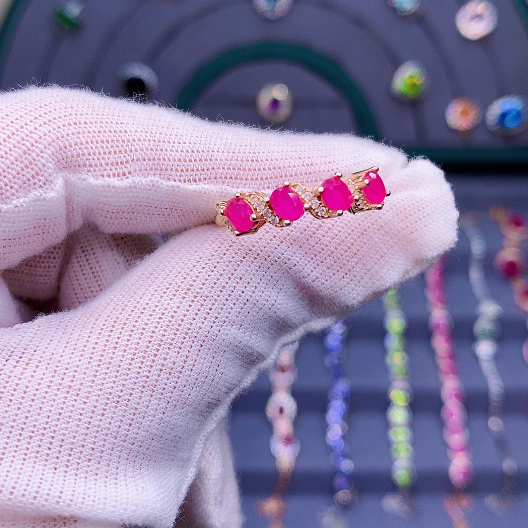 红宝石戒指银S925镶嵌