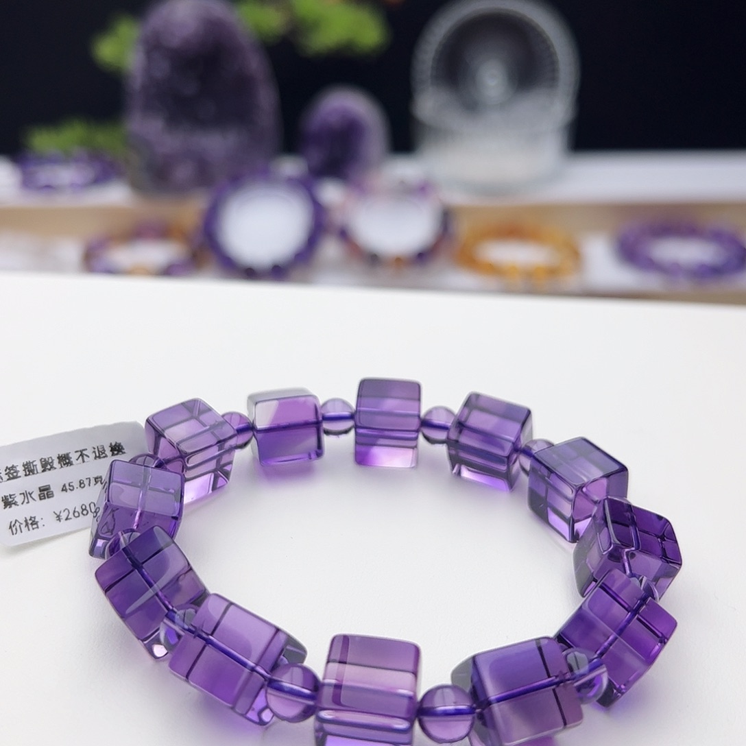 水晶手链未镶嵌紫水晶方糖45.87