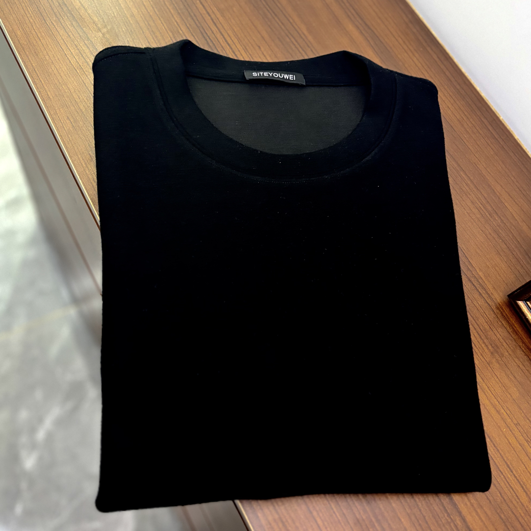 （招牌打底羊毛混纺短袖）秋冬加厚360克大码男装190-350斤保暖轻奢