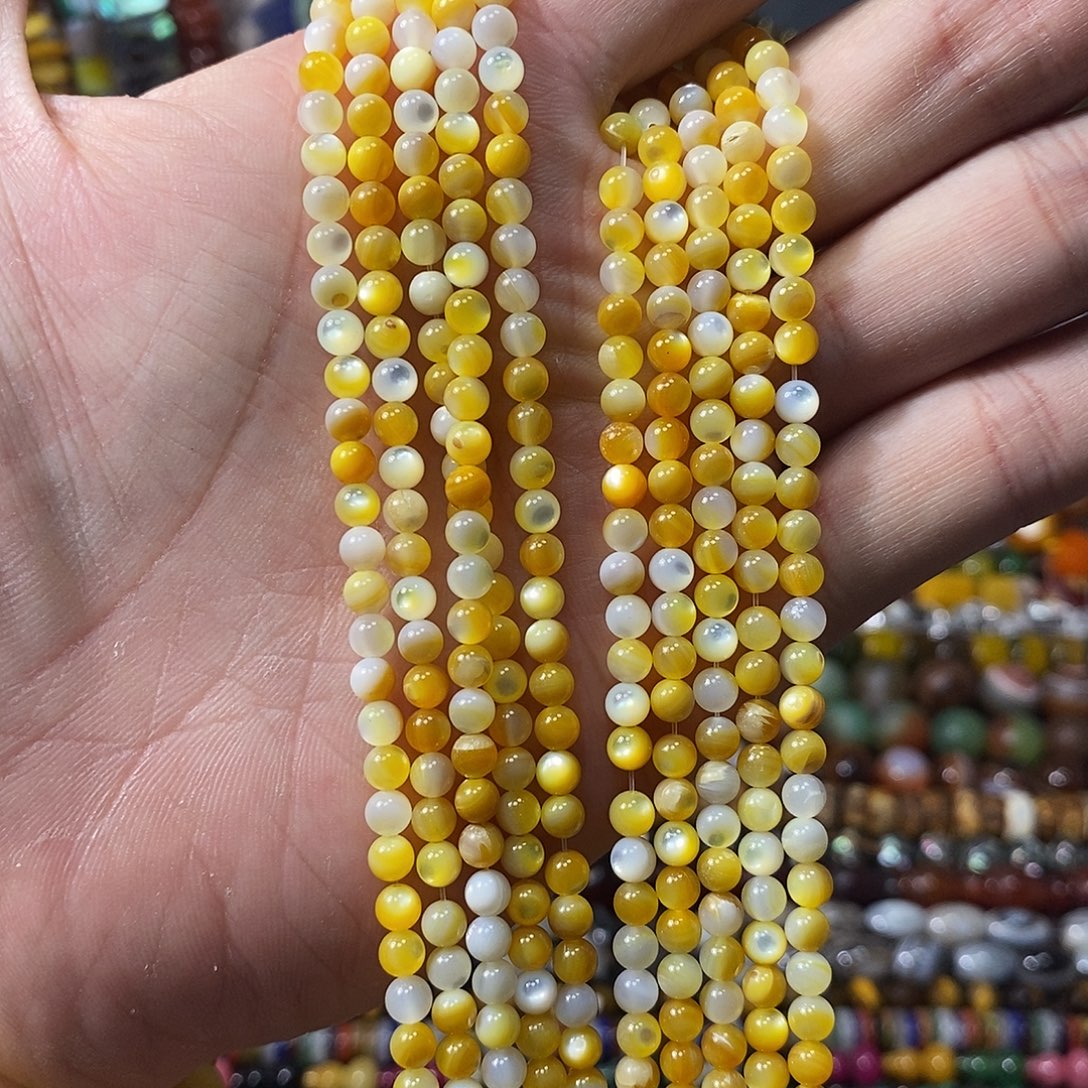 石英质玉未镶嵌，天然黄金贝4mm，
