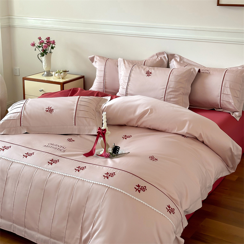 2025新款100s全棉贡缎匹马棉四件套纯棉轻奢刺绣被套四季床上用品