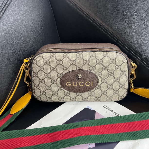 95新 GUCCI/古驰 捐金沉珠/虎头相机单肩