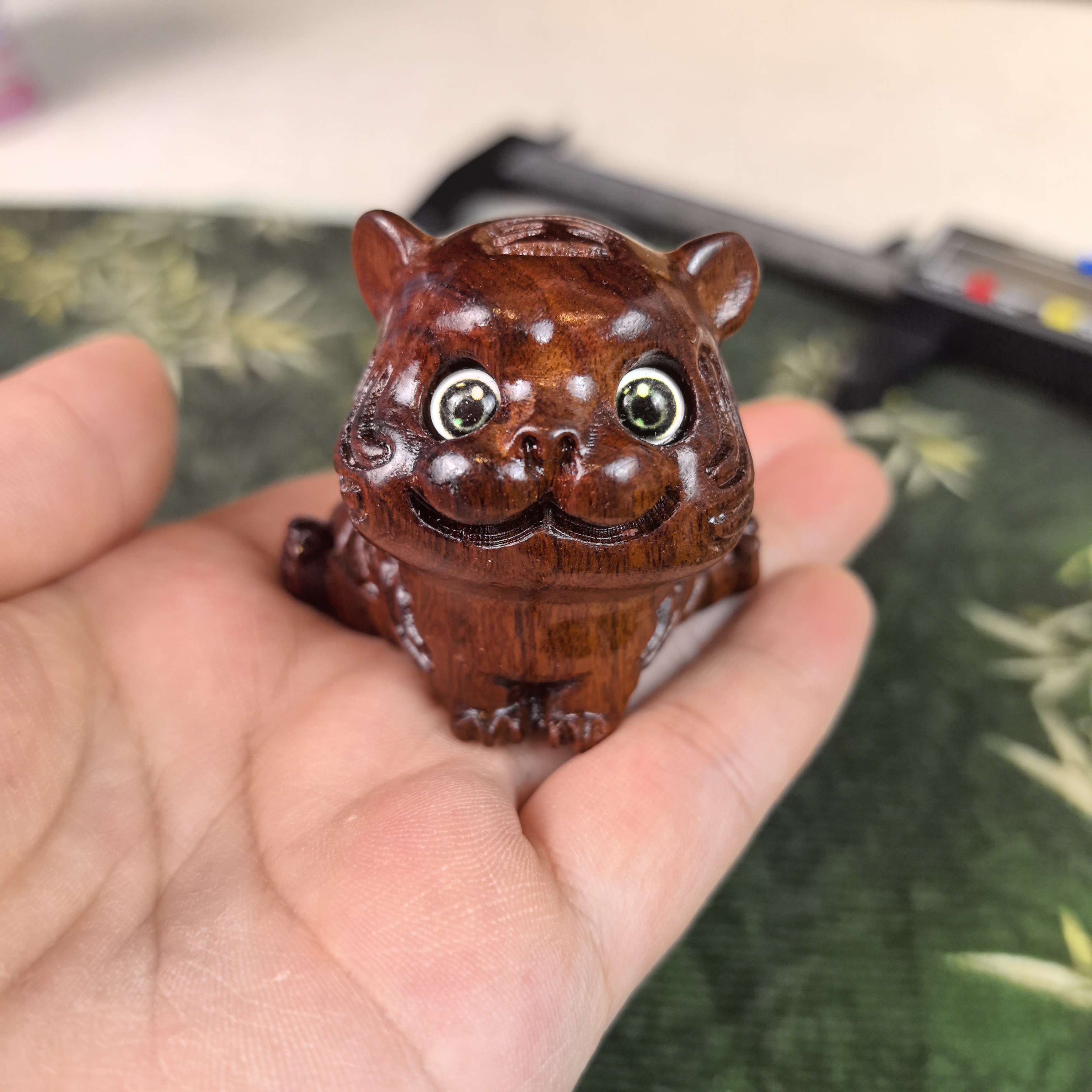 木质手工天然花梨木雕刻创意家居小摆件饰品可爱虎