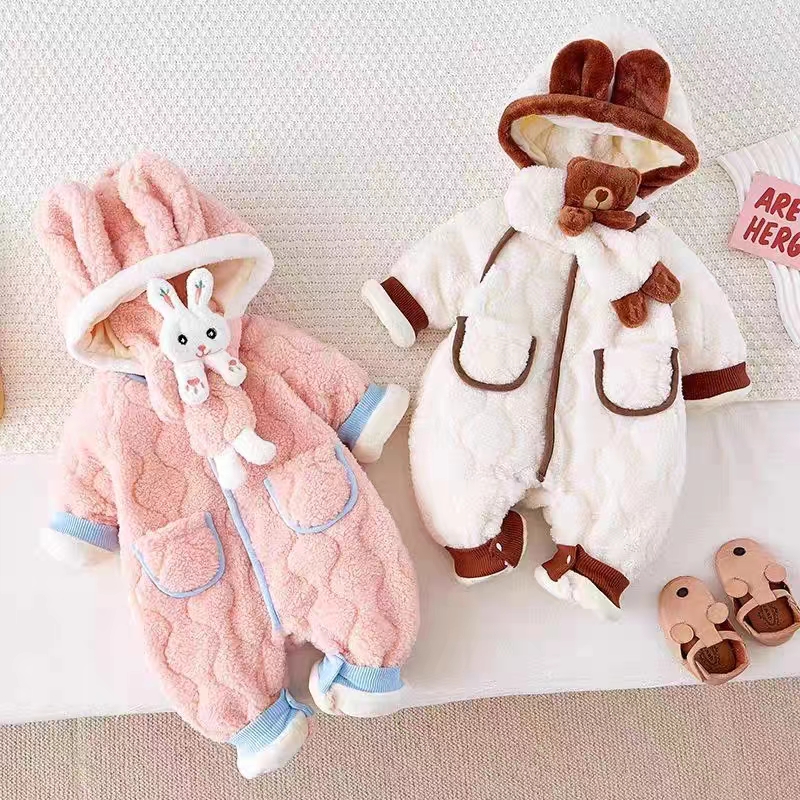 兔围脖羊羔绒厚棉哈衣