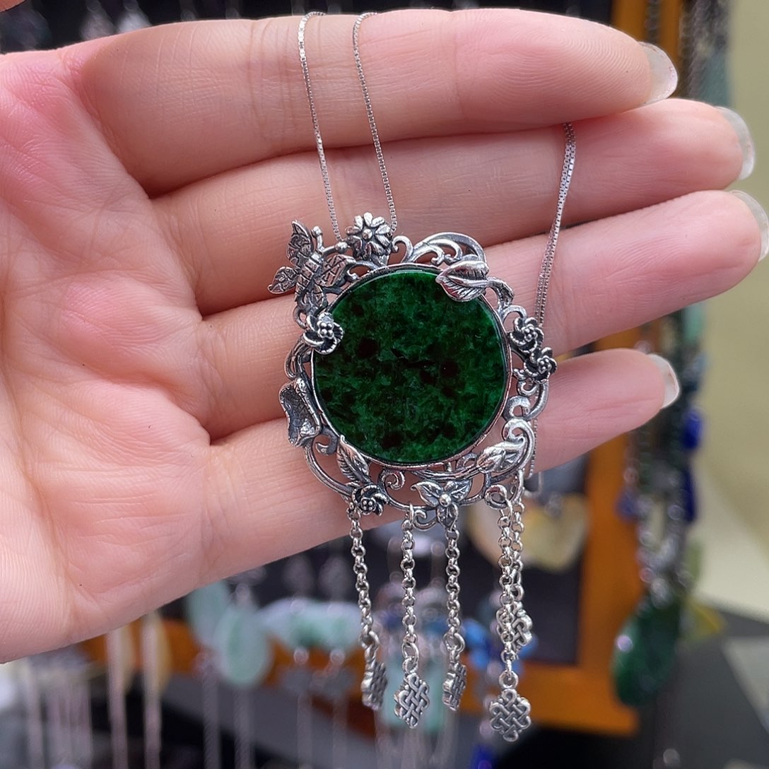 翡翠银S925镶嵌耳饰鱼*