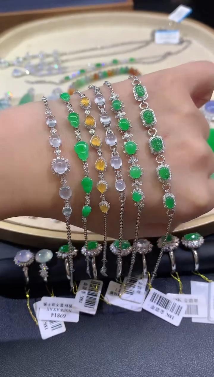 翡翠手链1件-18k金-多样性发货一件-HN05|CXQ3