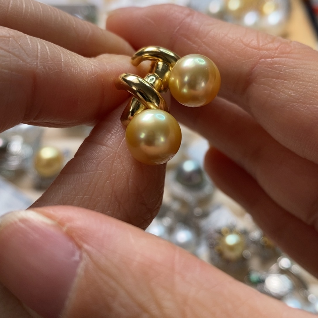 海水珍珠耳饰银S925镶嵌