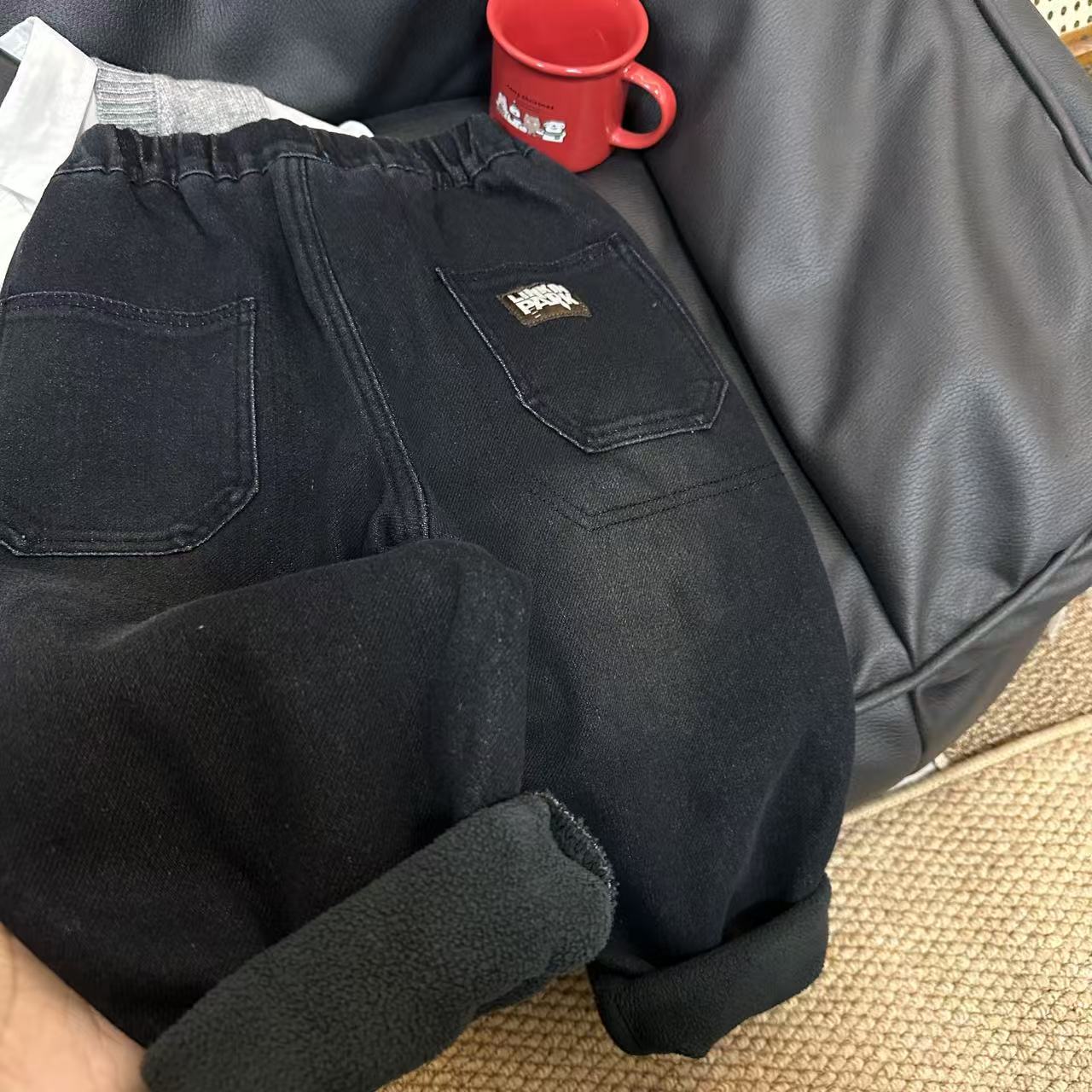 5689男女童休闲时尚潮流洋气百搭秋冬加绒牛仔裤