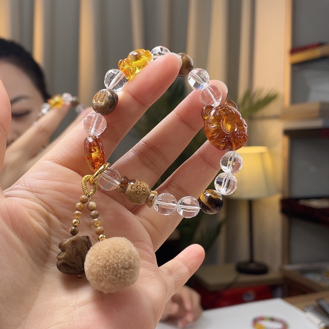 琥珀裸石未镶嵌蜜蜡手串