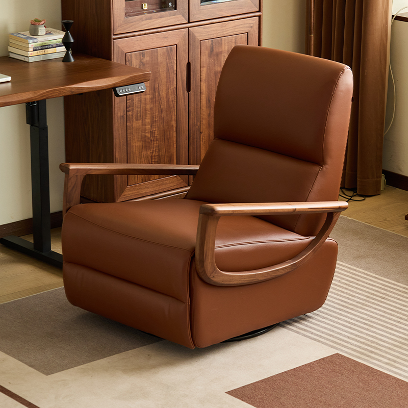 北美黑胡桃木功能椅休闲椅沙发椅