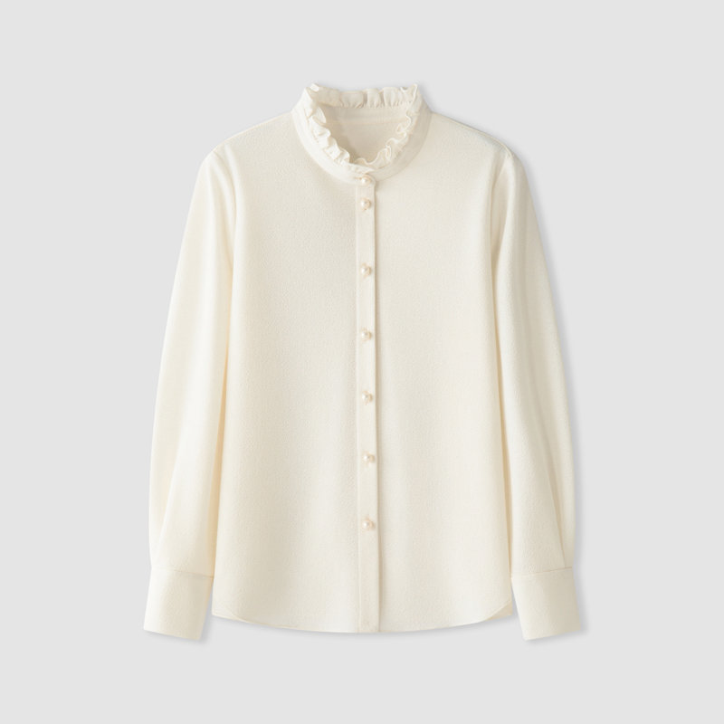 【冬姐自主品牌】VOR 【可套洗衣袋机洗】绵羊毛混纺衬衫 V25300618