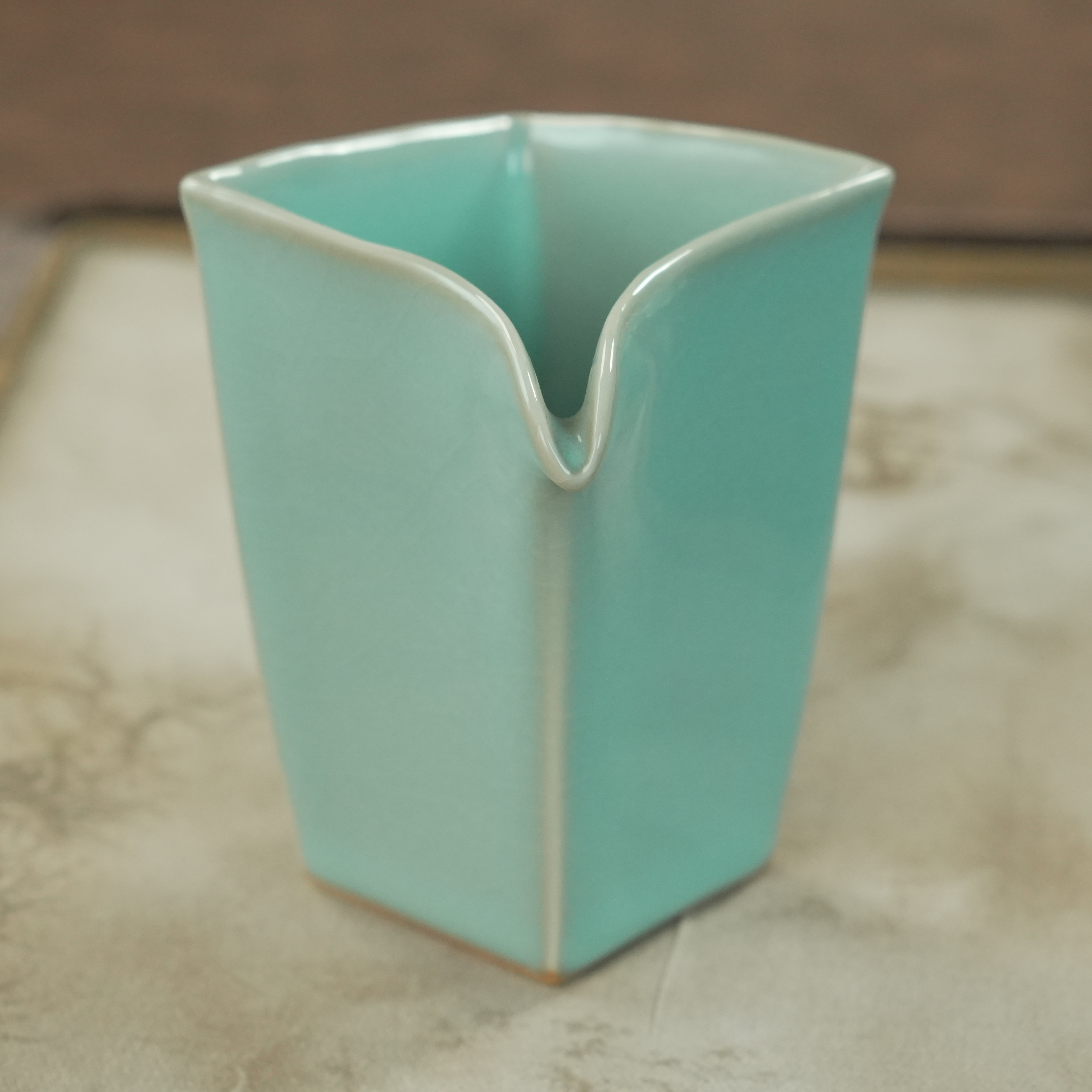 [汝瓷非遗官方]汝州原产地原矿釉赵欢老师天青四方公道杯礼盒款