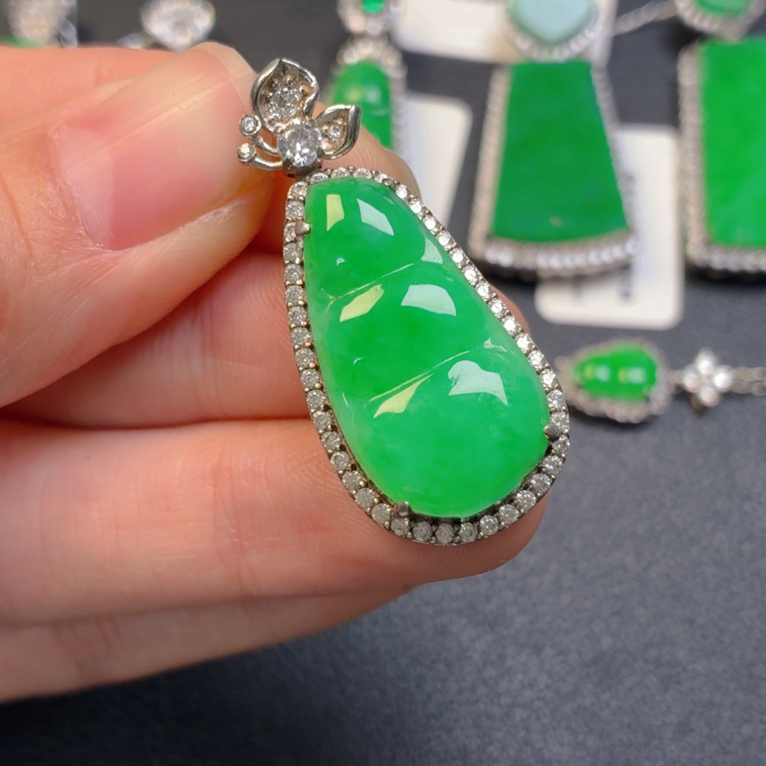 翡翠银S925镶嵌吊坠(不含链)