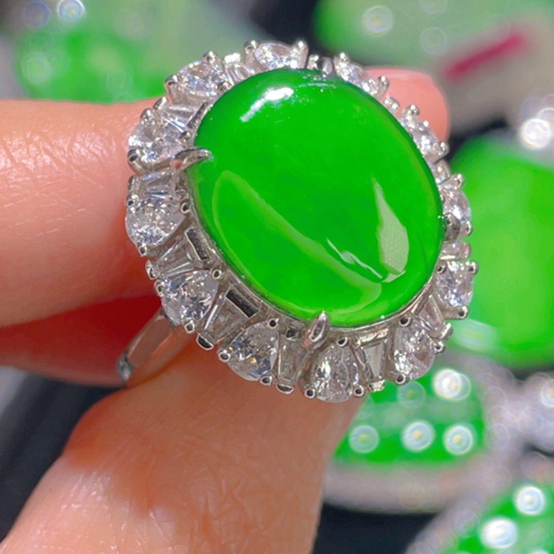 翡翠戒指银S925镶嵌1411111111111