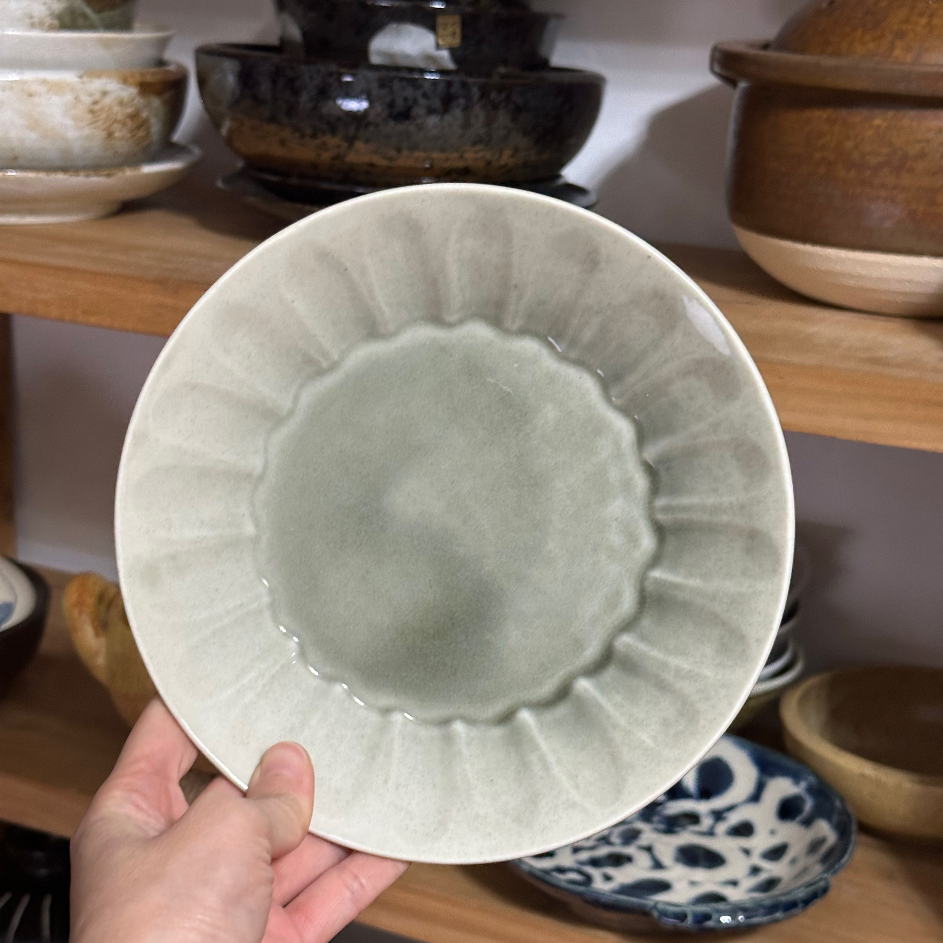 【深盘】五郎 湧水 炒菜盘 日本进口手工手绘美浓烧牛排意面沙拉