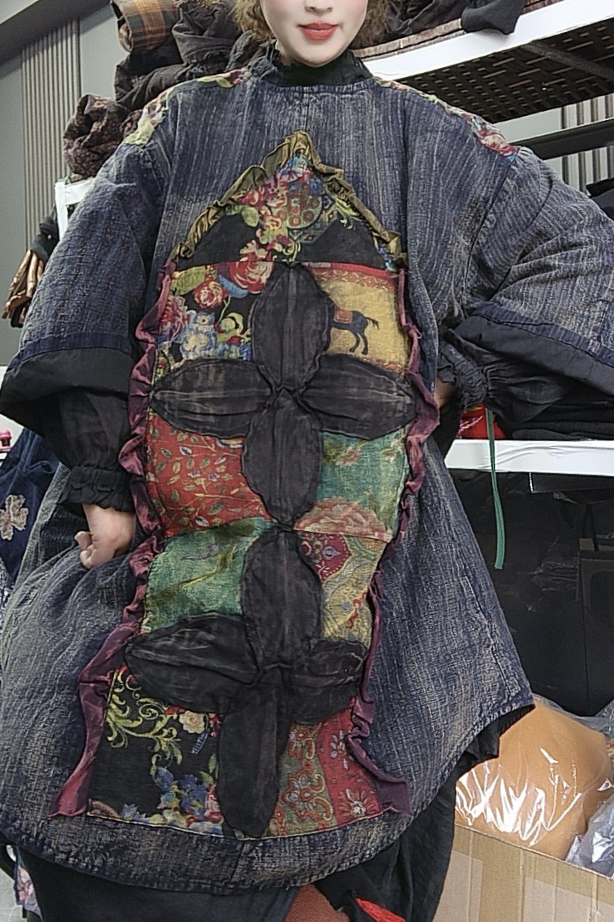 无吊牌磨白做旧老粗布贴布套头衫直播间自己选色