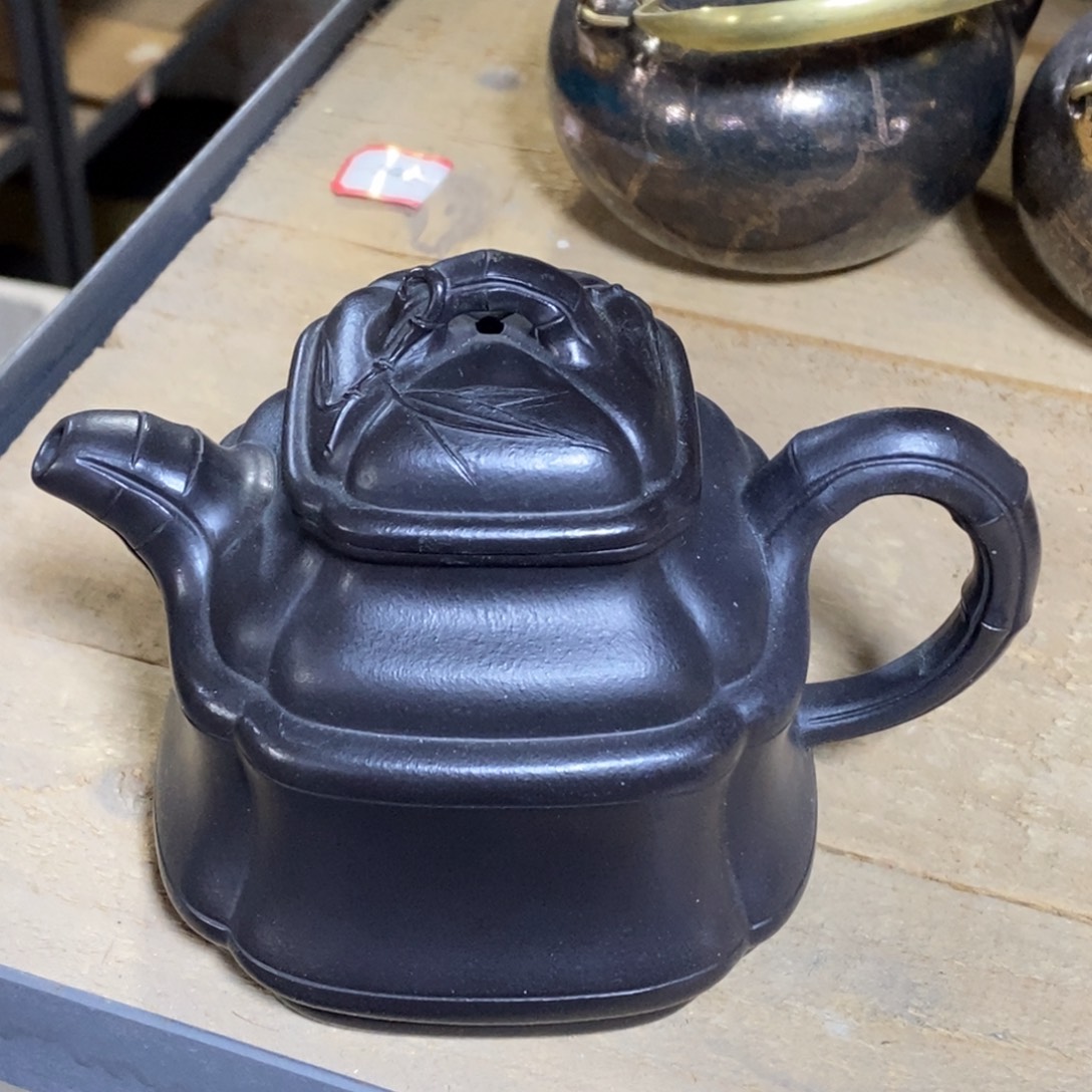 紫砂茶壶白13 四方竹鼎