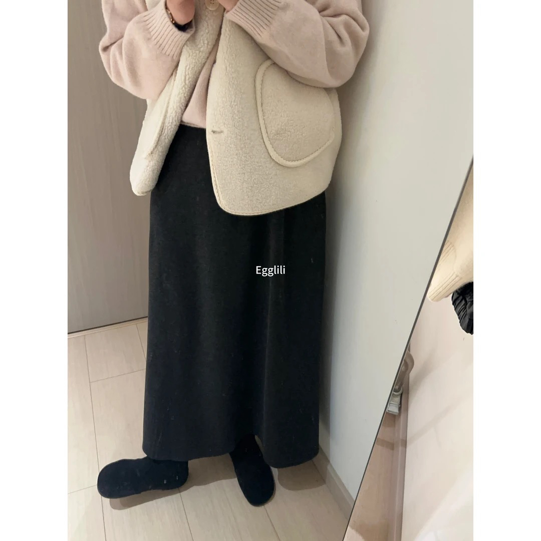 【全松紧毛呢裙】遮胯垂感伞裙