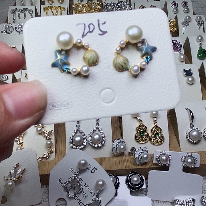 银S925镶嵌淡水珍珠耳饰