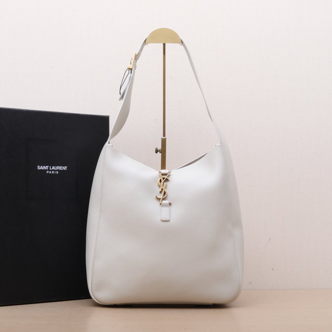 99新 YSL/圣罗兰 【黑黑】白色 金扣 LE 5 À 7 HOBO