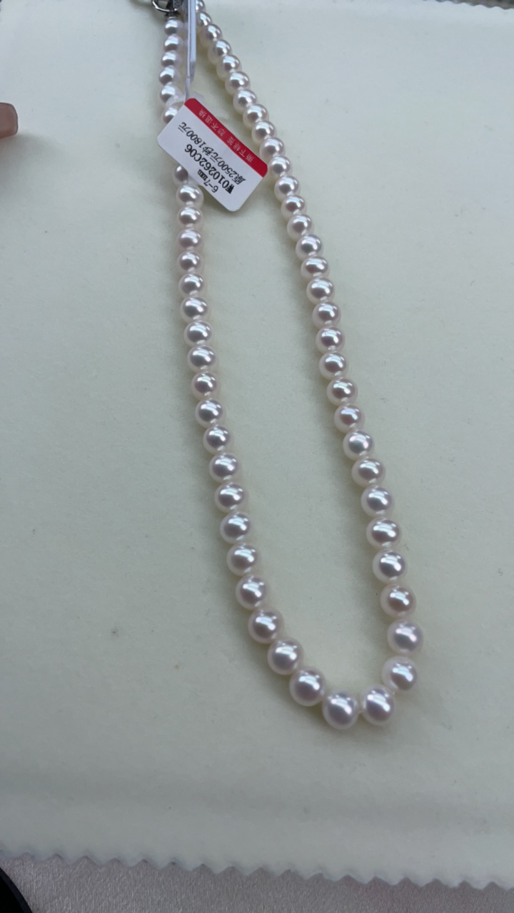 6-7极光近正圆白透粉炫彩几乎无暇淡水