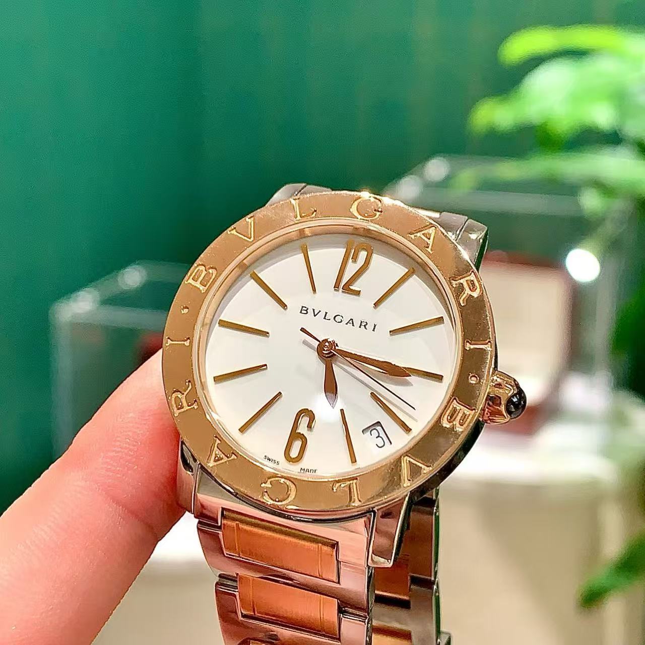 99新 BVLGARI/宝格丽 BB款33盘自动机械间玫瑰金盒