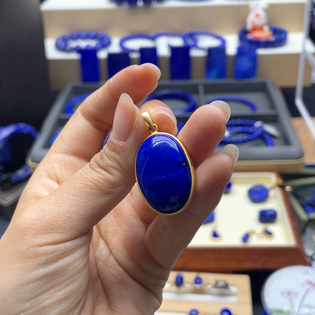 银S925镀金镶嵌青金石吊坠