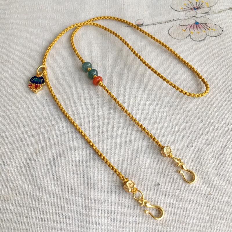 手工编织双耳绳子长命锁项链高端如意锁包吊坠绳编绳