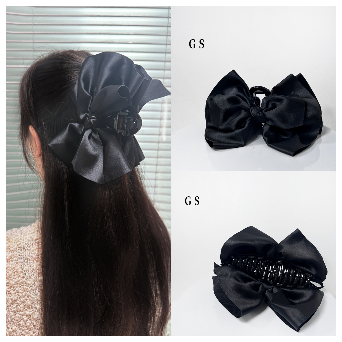 2025秋季新款洋气高级感气质优雅蝴蝶结后脑勺盘发夹鸡毛发饰抓夹