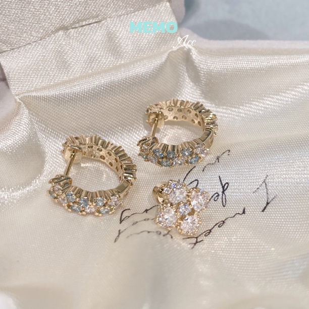 铜合金锆石耳饰 E068 那不勒斯 油画感咖金设计感直针耳圈耳骨钉