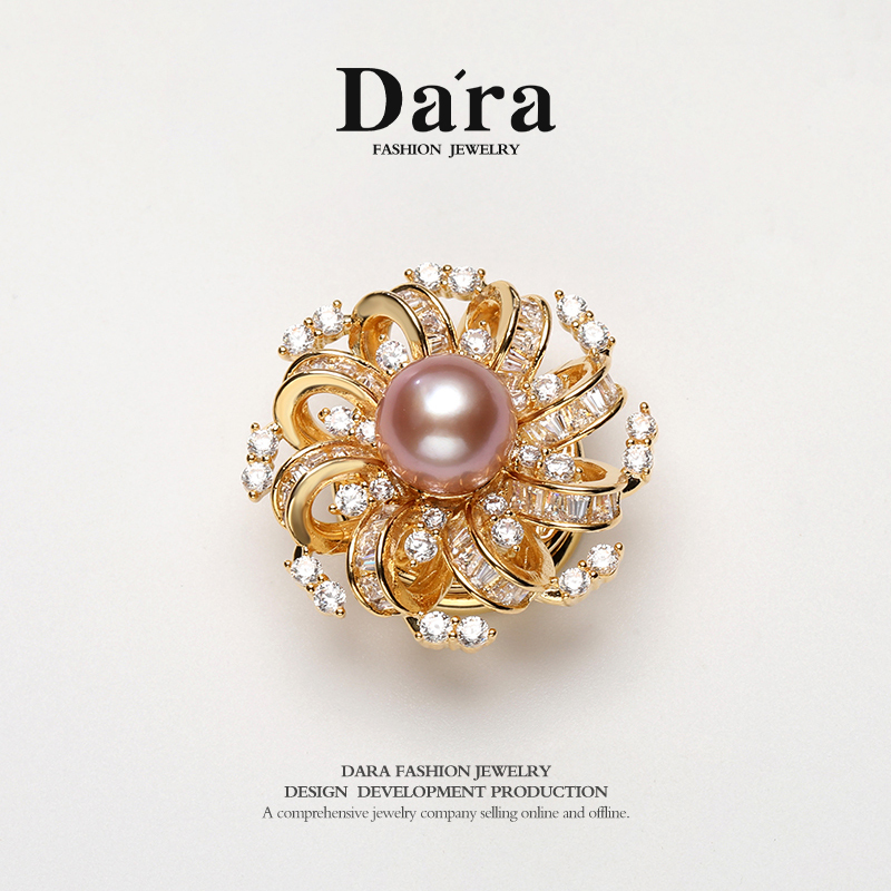 DARA/戴拉【三哥专享】淡水紫珠8-9mm磁吸扣珍珠胸针