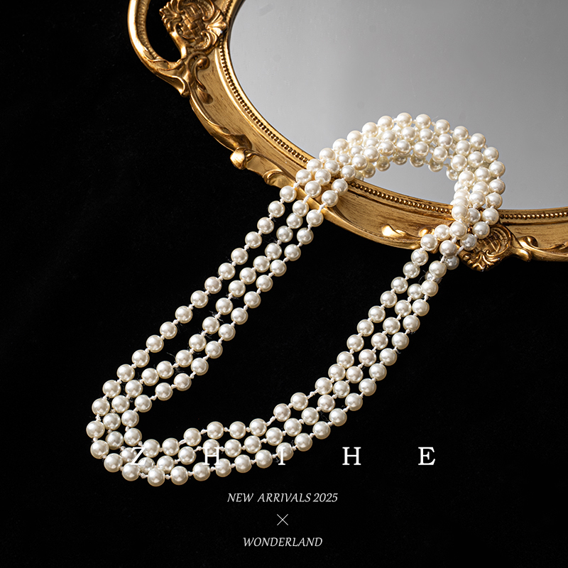 非金属仿珍珠项链 无艳一禾 复古珍珠长款项链YHSC02571