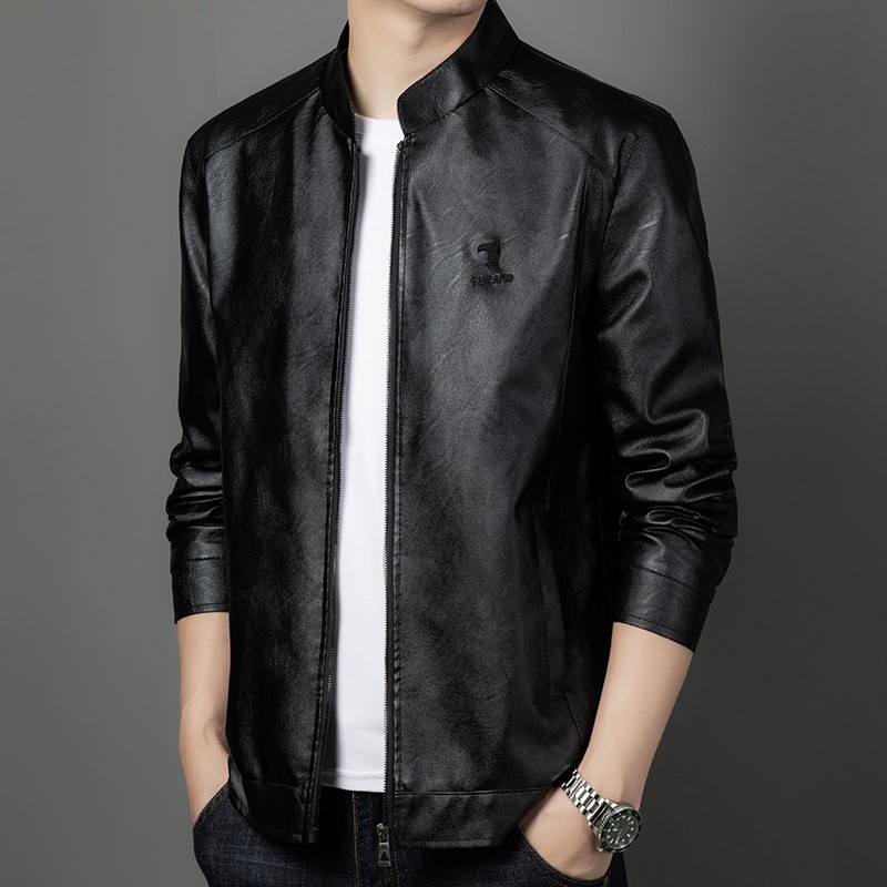 男士立领皮衣夹克外套上衣百搭时尚休闲春秋季新款LY87-T