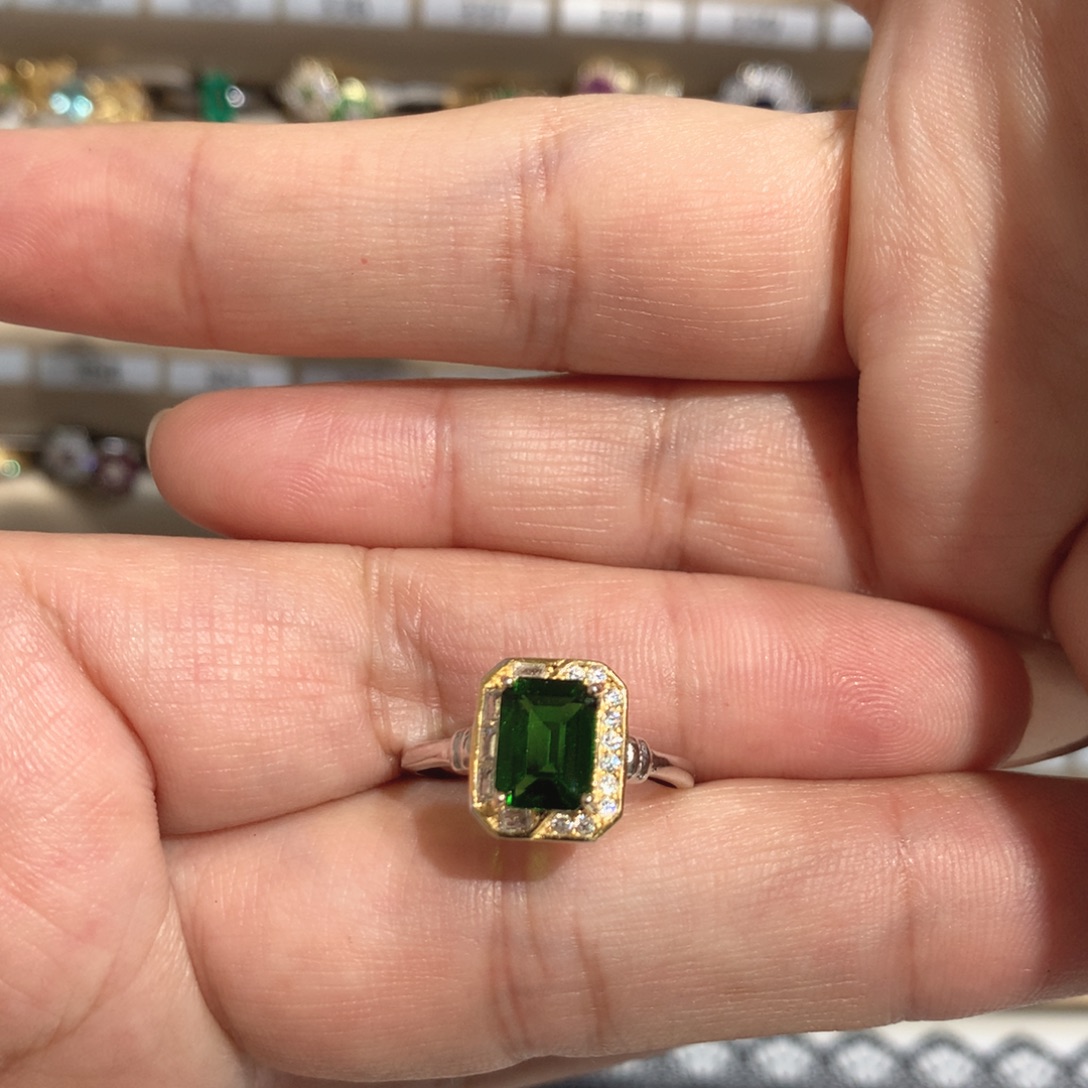 透辉石戒指银S925镶嵌