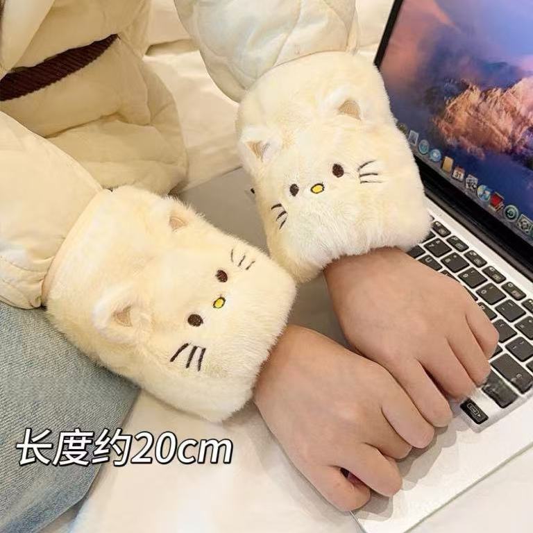 秋冬新款可爱猫咪防污袖套女棉服护袖工作学习学生保暖套袖ZZZ