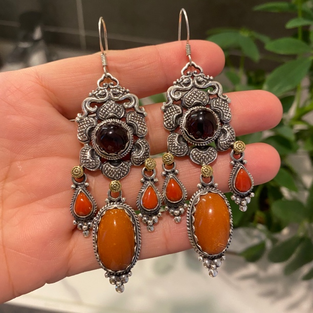 合金耳饰 国外原创设计藏式风格复古耳环民族风东南亚风格