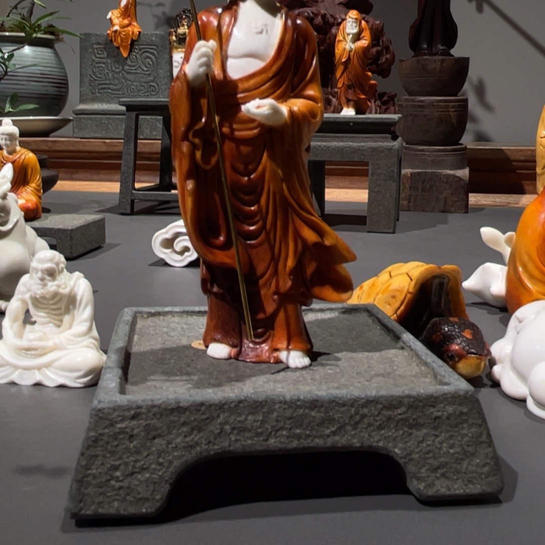 無***奈木质鹿角雕刻地藏菩萨