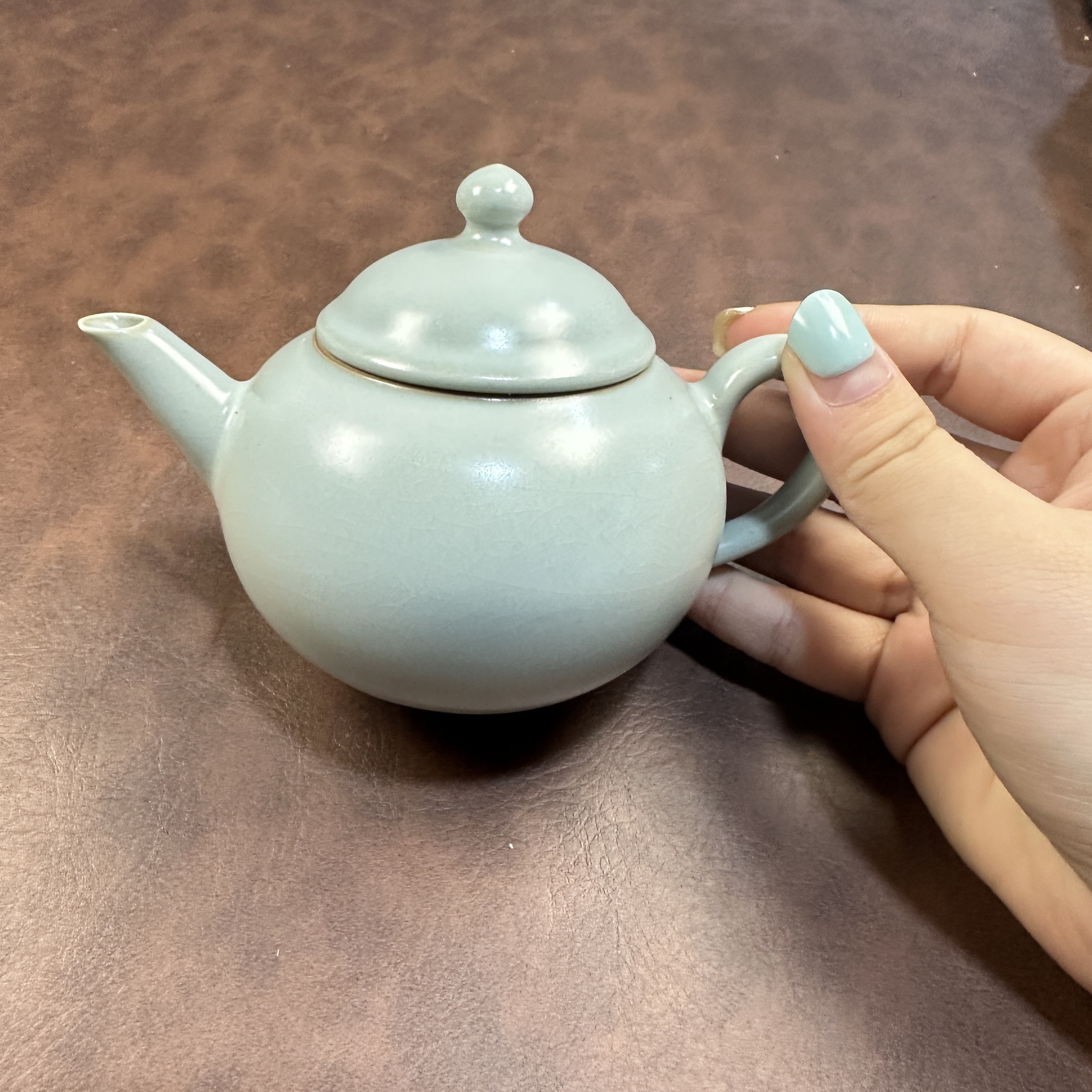 原矿陶瓷手工汝瓷开片可养青瓷景德镇水平壶