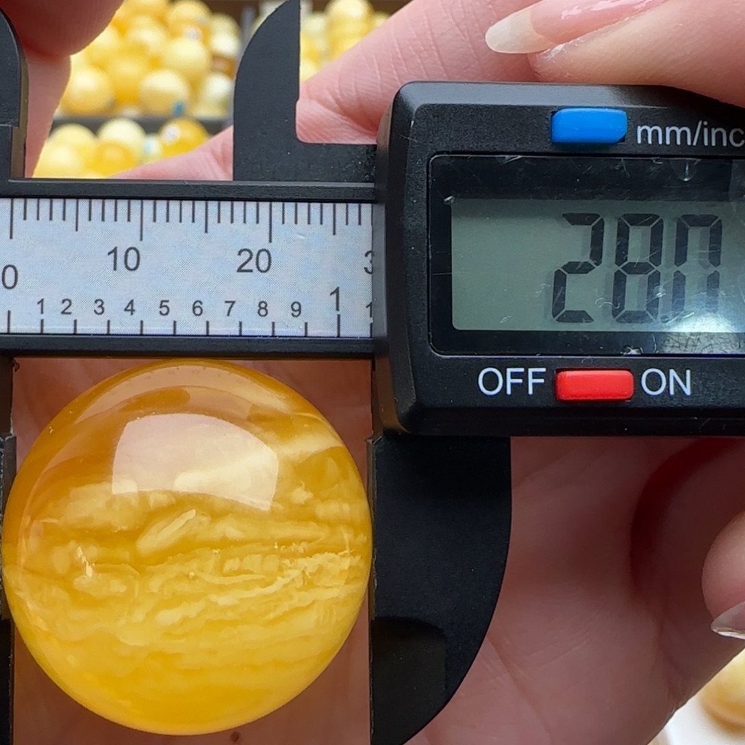 蜜蜡未镶嵌裸石微瑕妖花珠子