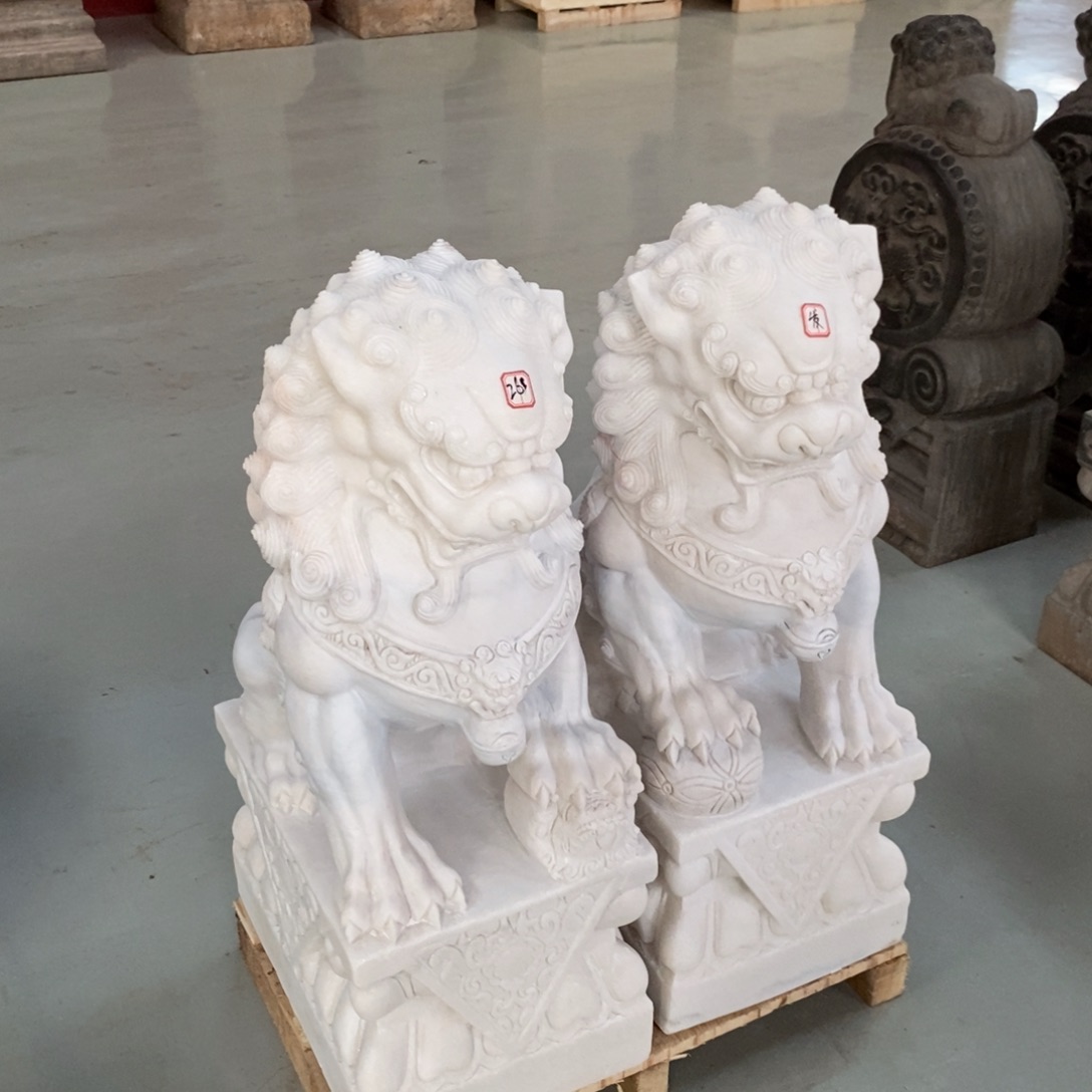 石材80狮子一对包邮不管卸车