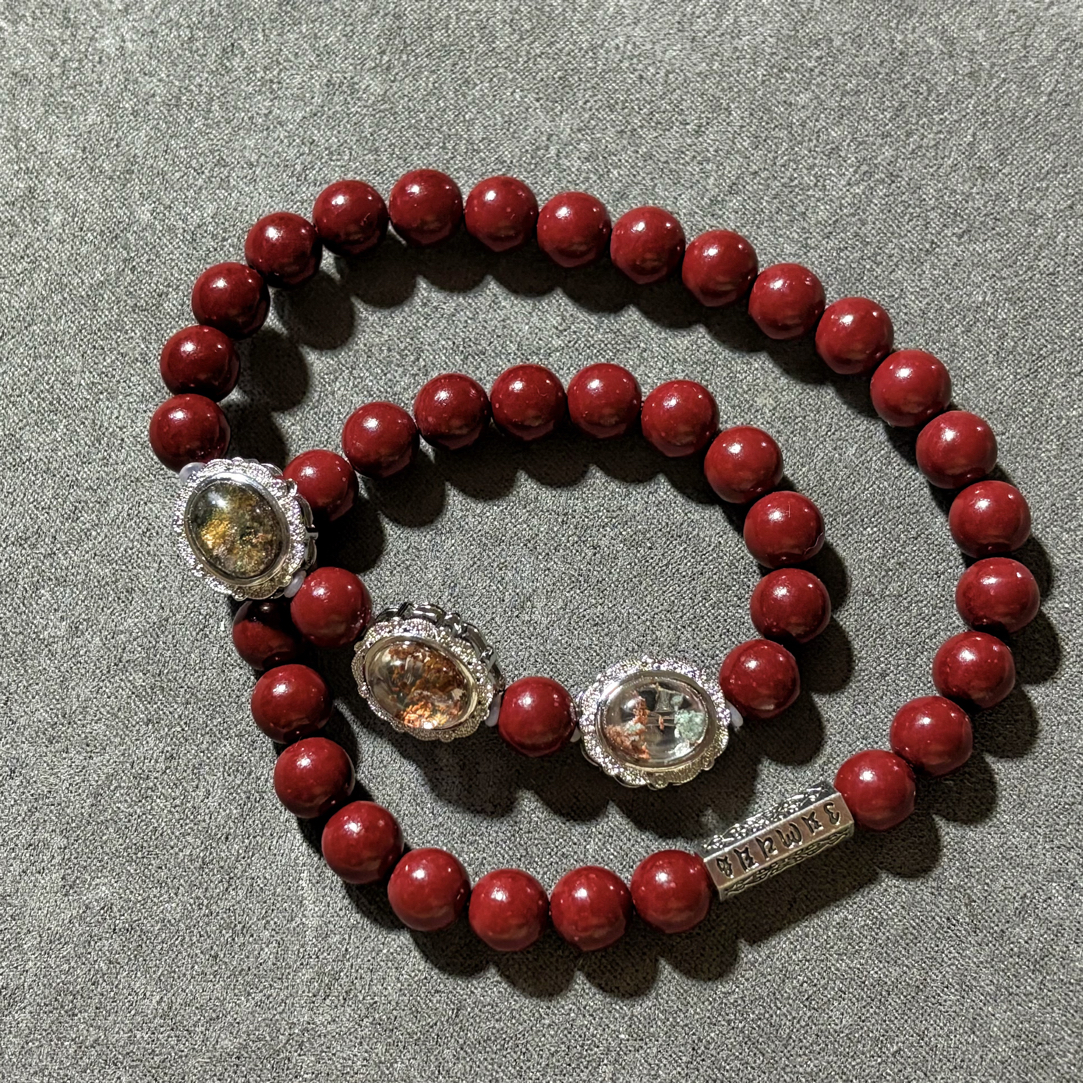 （鸿运当头）天然四季幽灵水晶魔盒朱砂手串