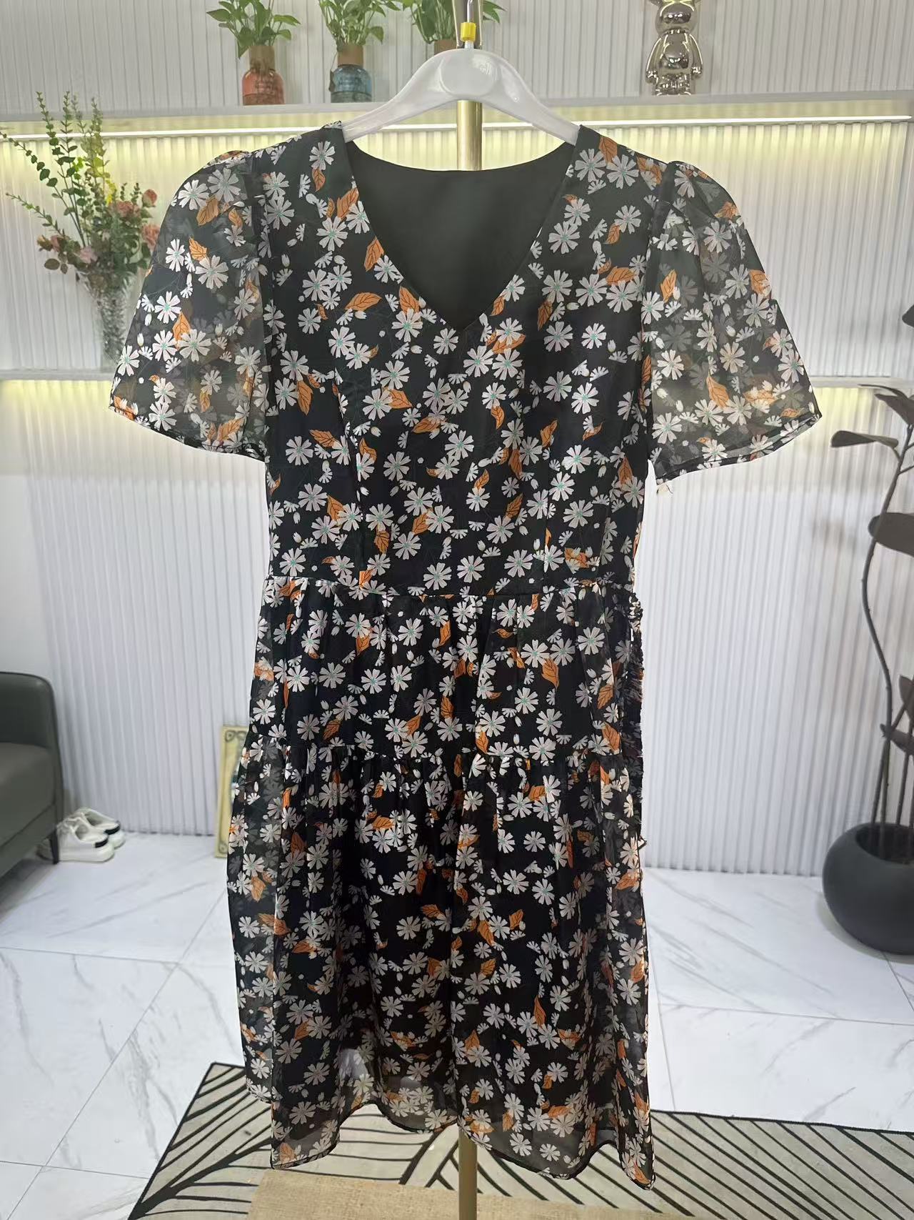 【JX2527花色气质裙】麦多多专属新款洋气设计师款时尚气质连衣裙