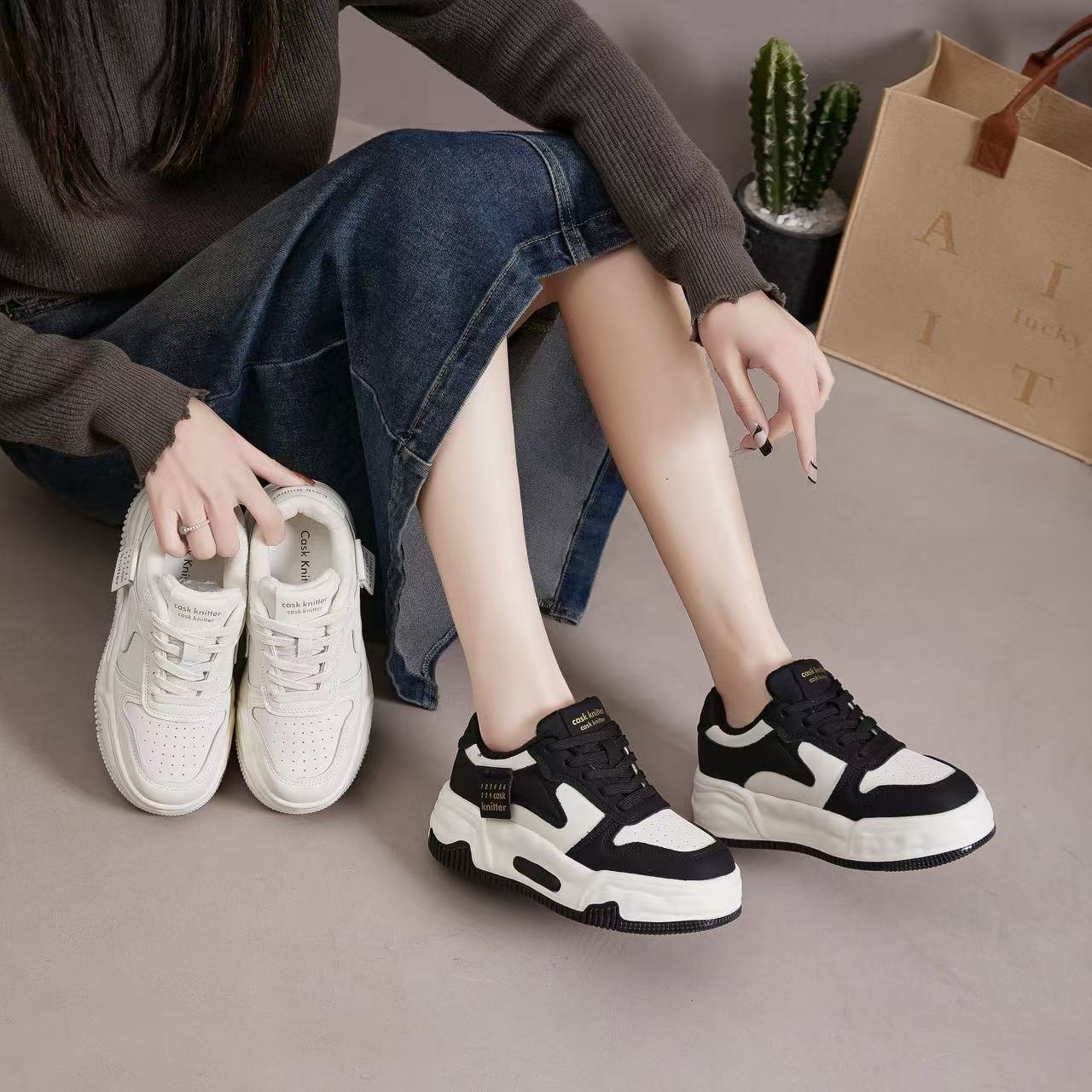 【运费补贴】989-1棉花糖休闲板鞋女2025年韩版时尚厚底增高小白鞋